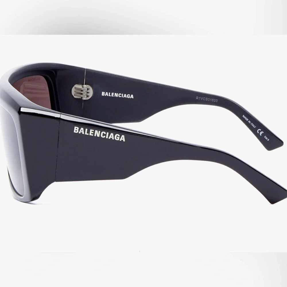 Balenciaga Unisex Sunglasses Oversized Rectangle Blue BB0002S